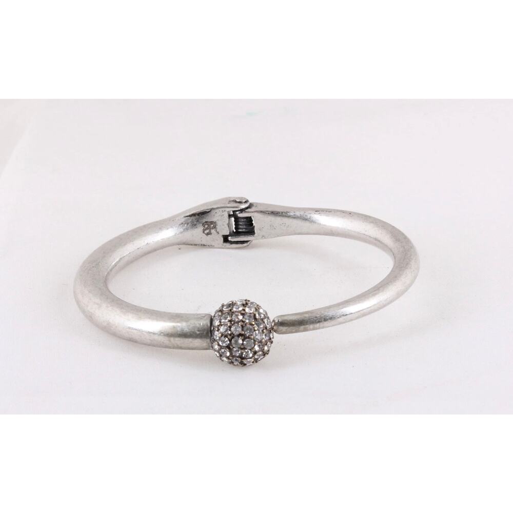 Classy Clamper Pave Rhinestone PROM CRYSTALS BALL Silver Plated hinged